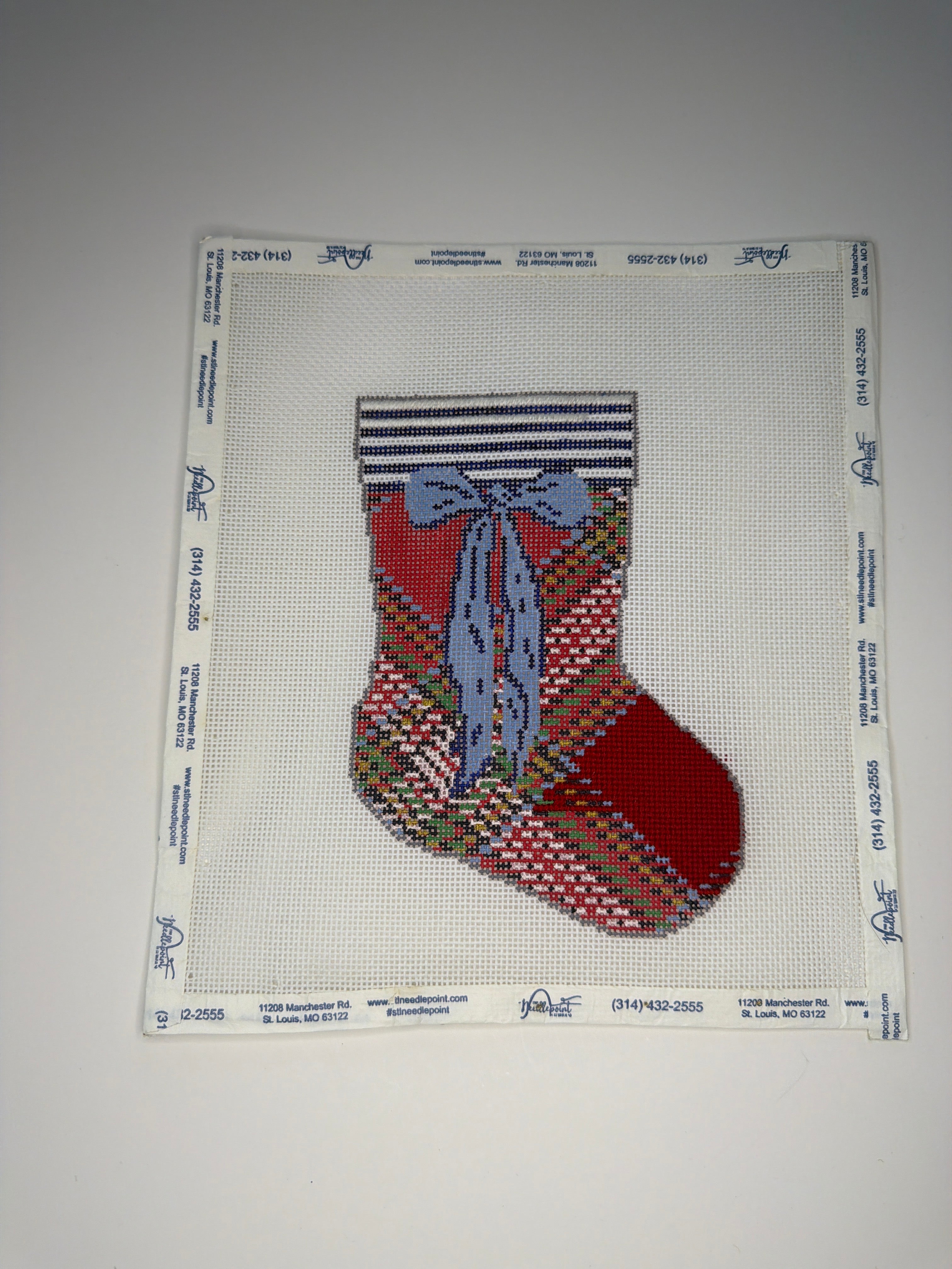 Plaid with Blue Bow mini-stocking