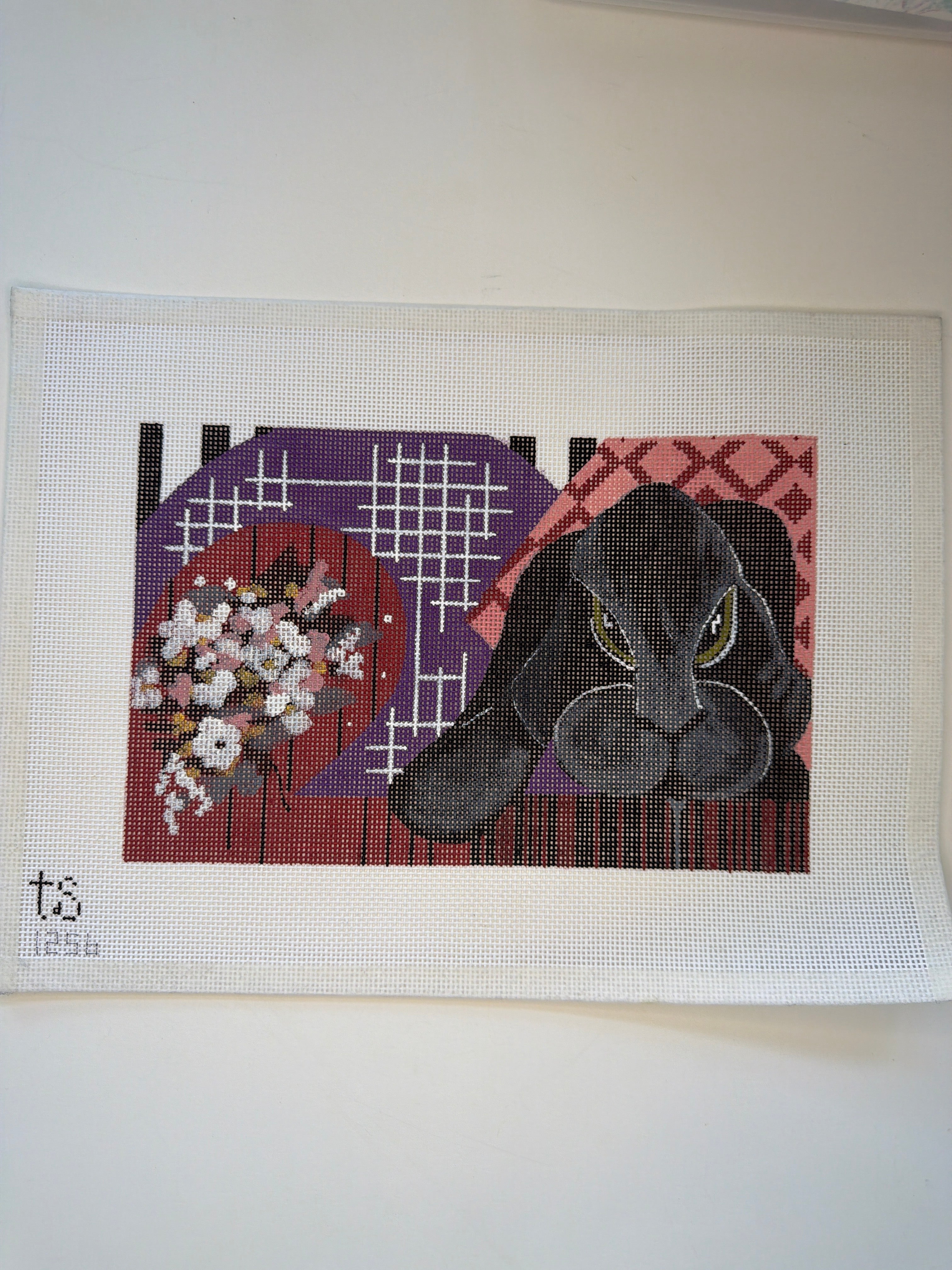 Black Bunny with Florals