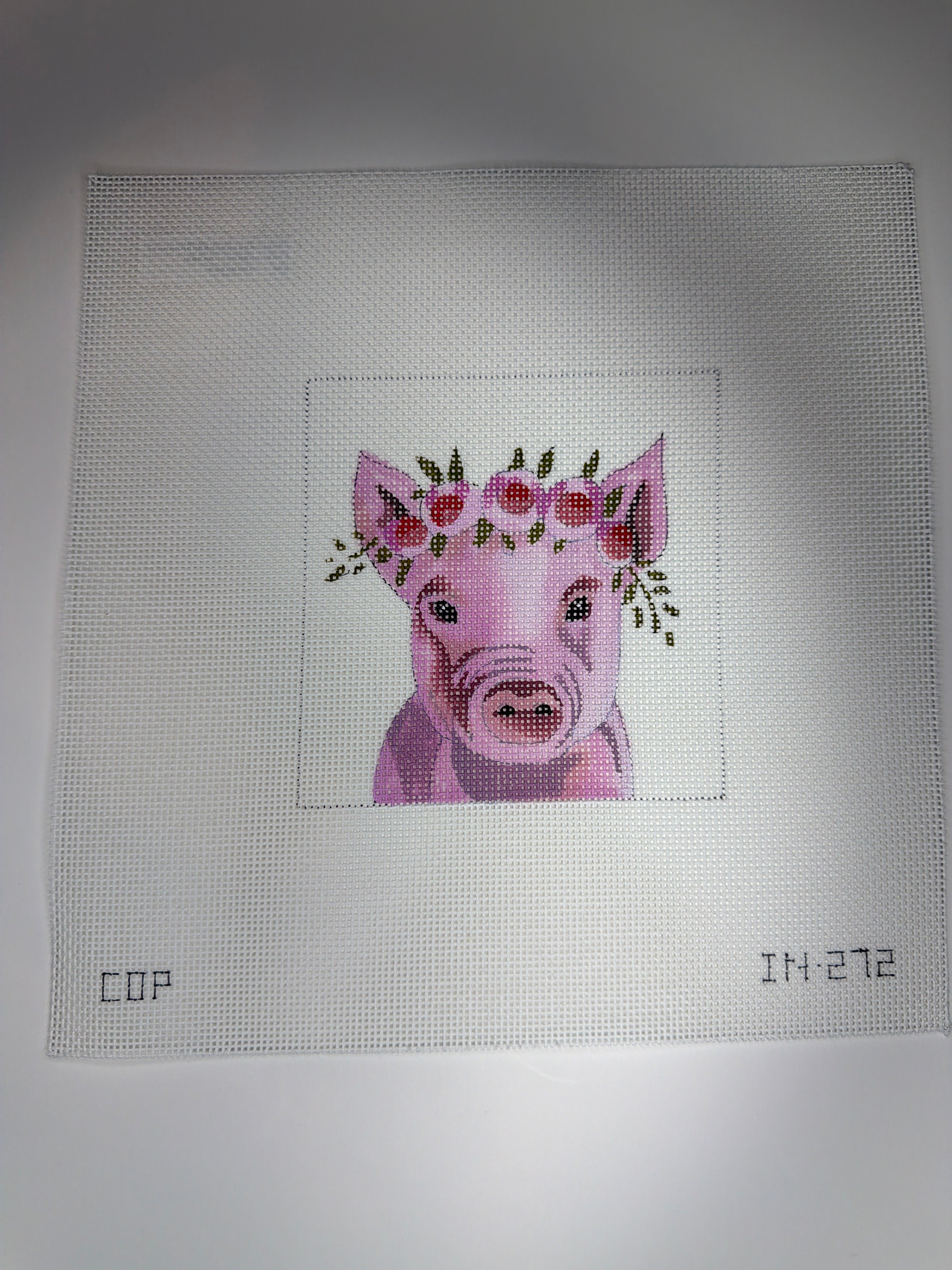 Pig with Floral Wreath