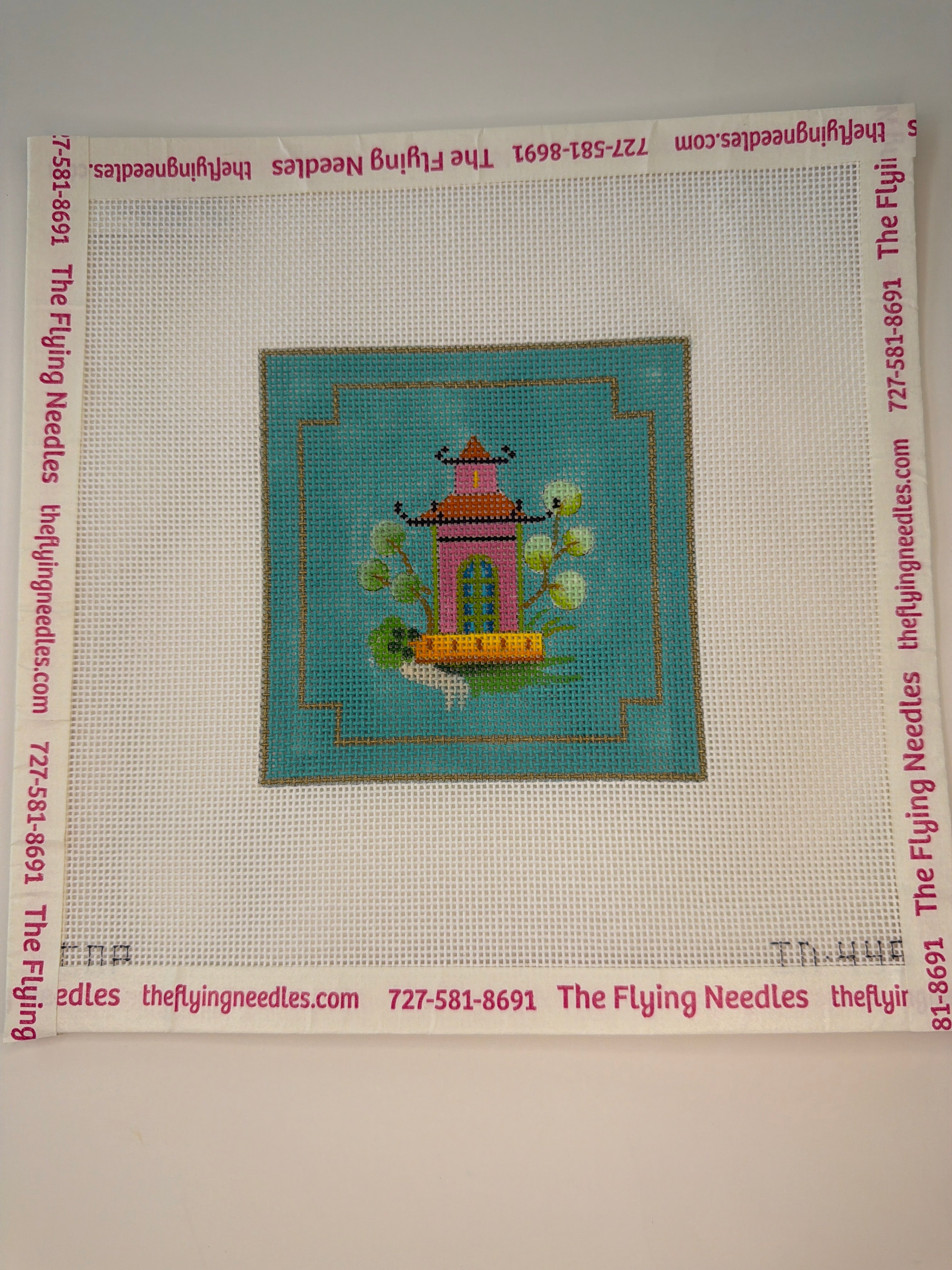 Pagoda on Turquoise Coaster
