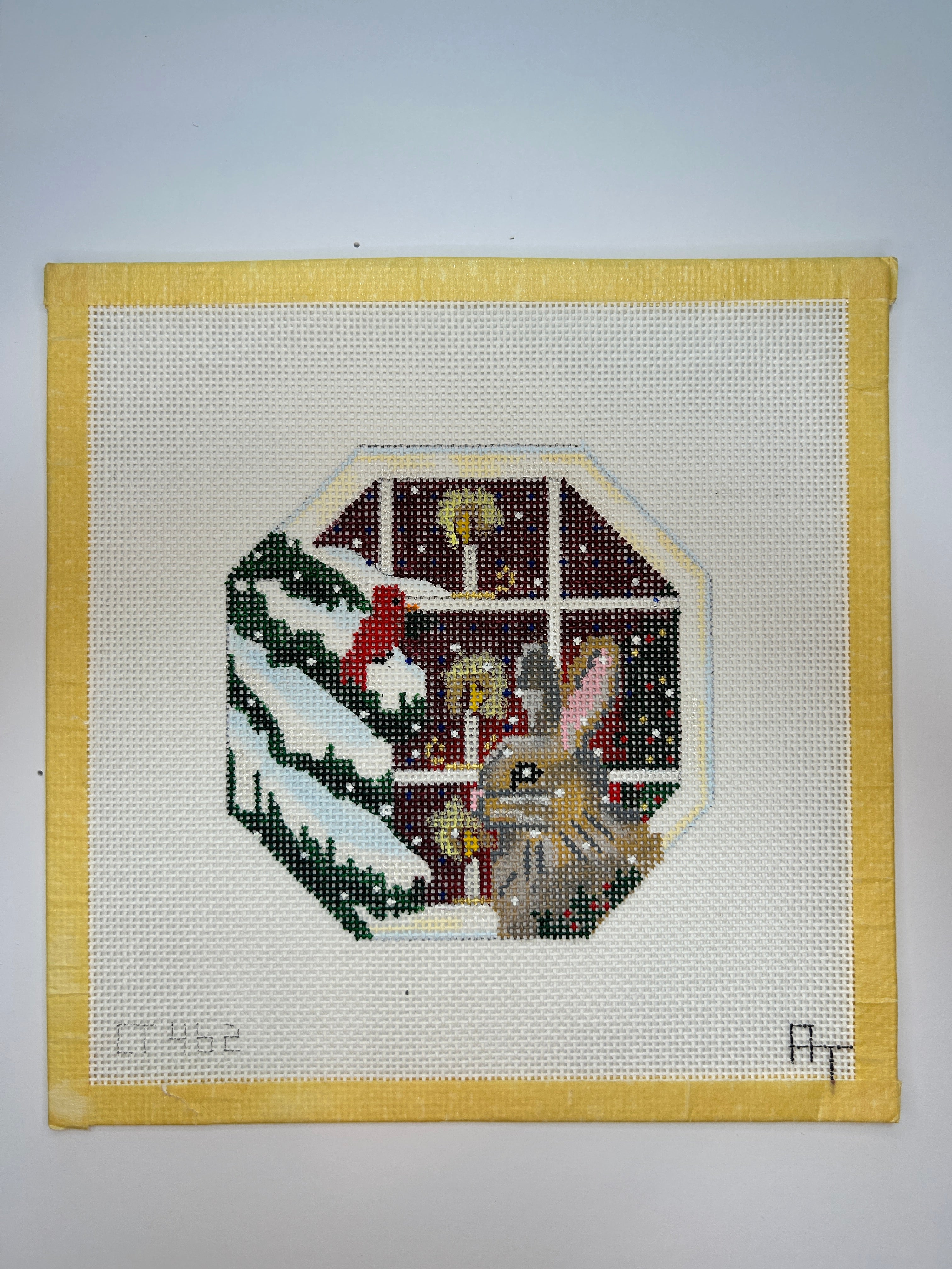 Bunny and Cardinal in Christmas Window