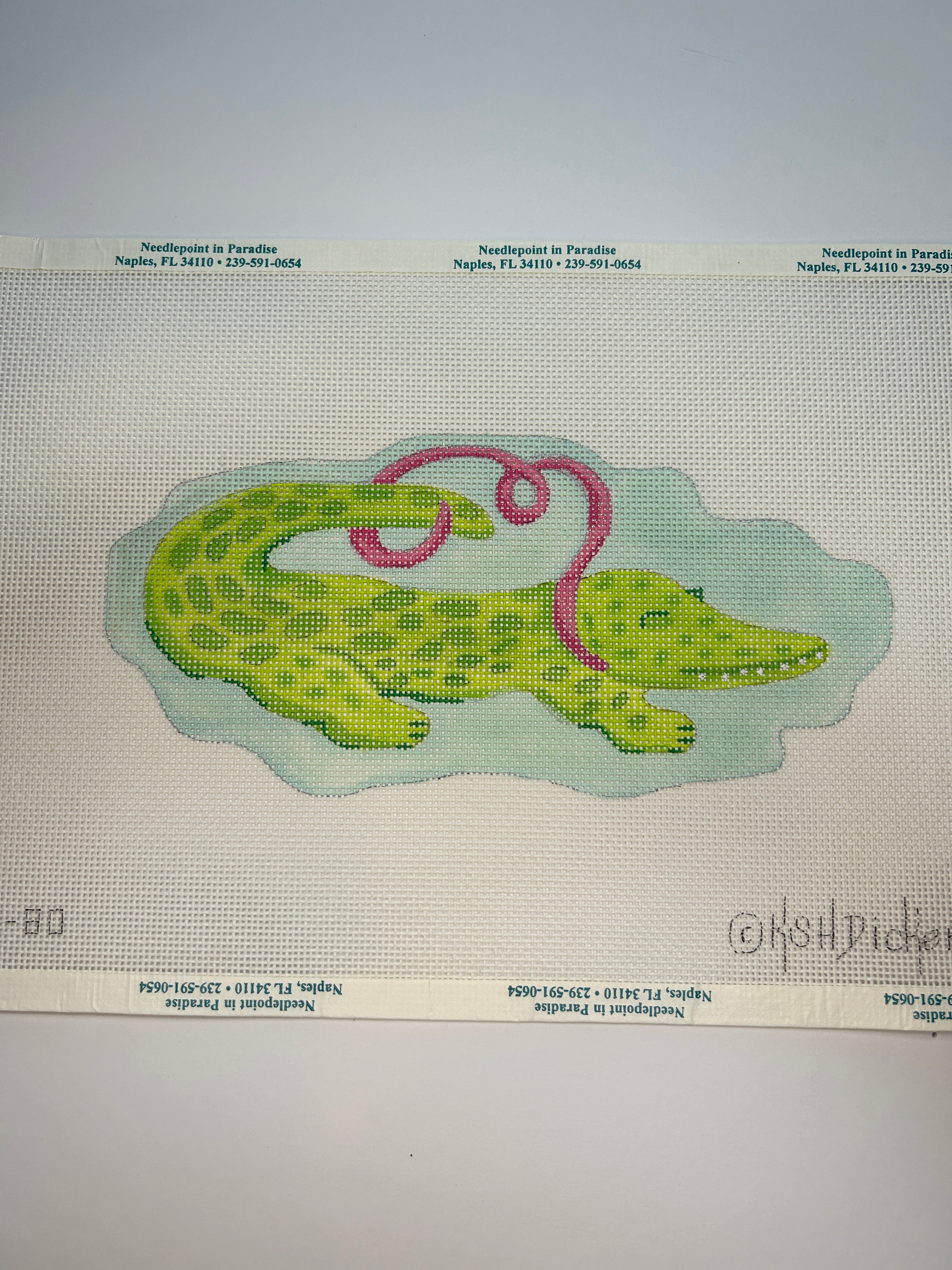 Crocadile with Pink Ribbon