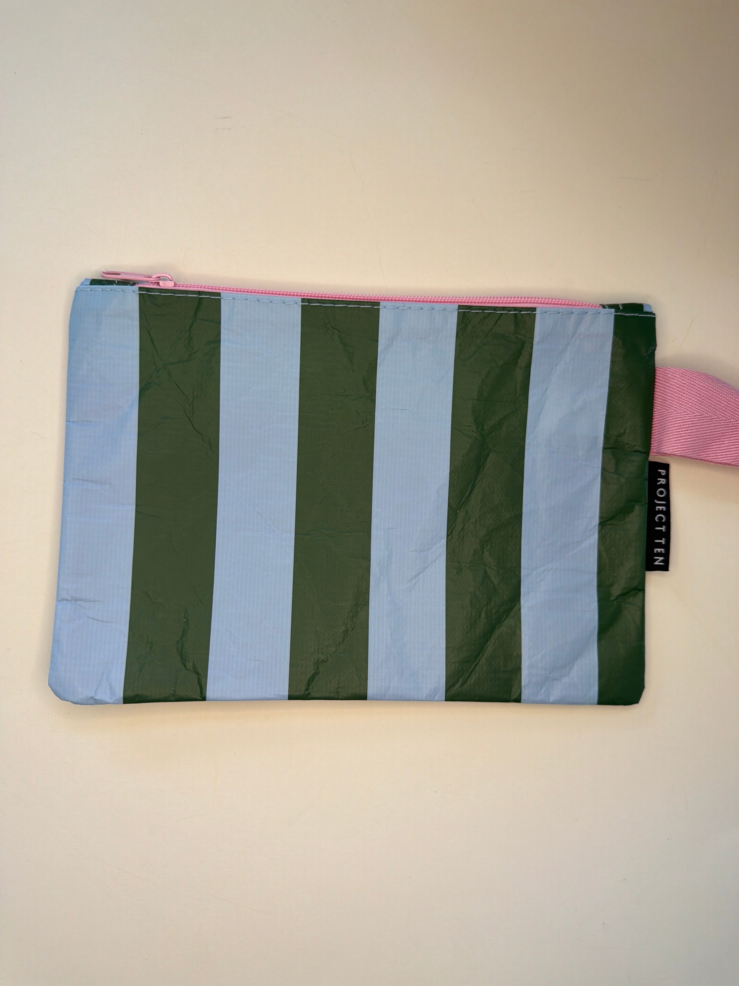 Project Bag: Small Blue and Green Striped