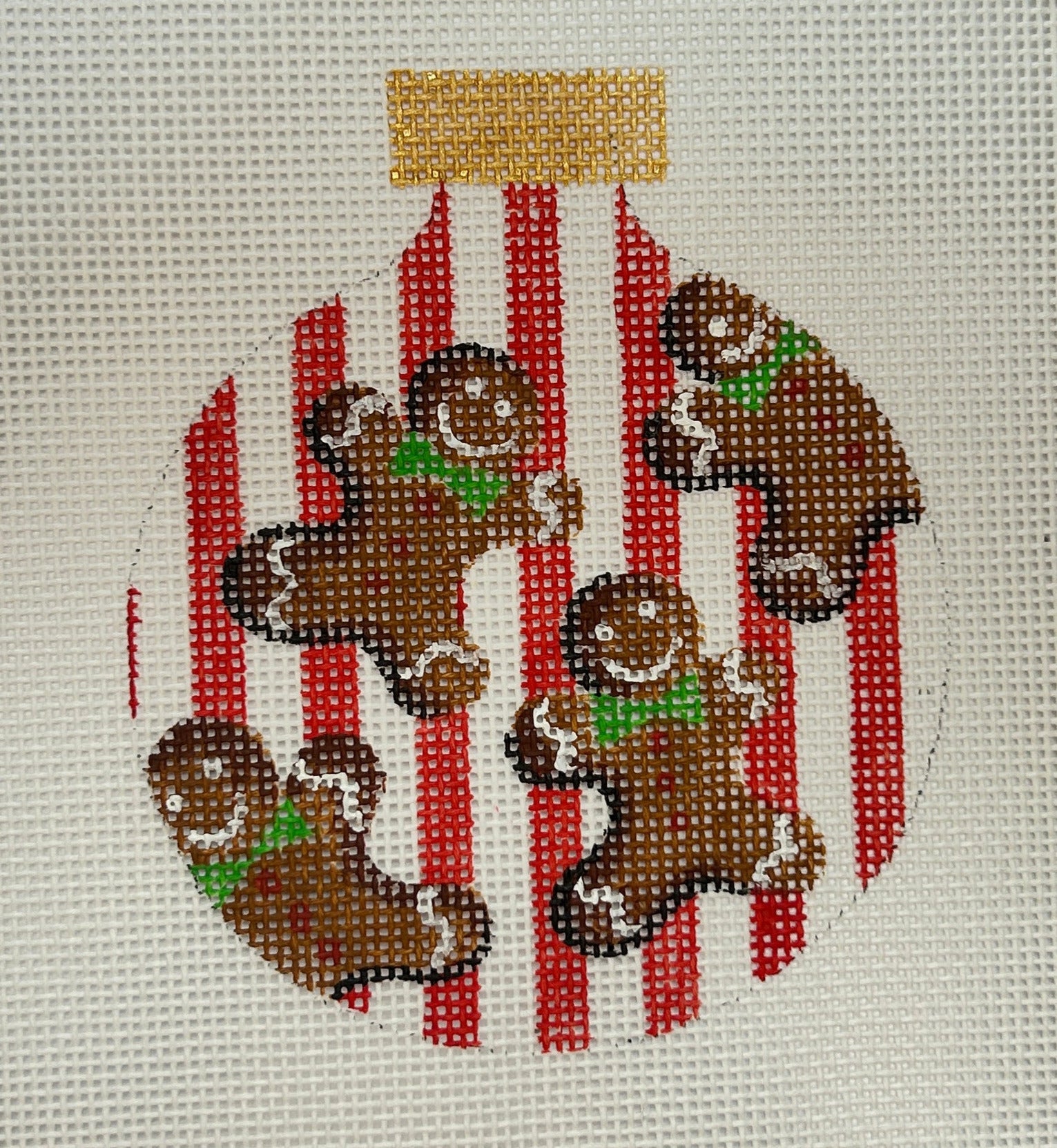 Gingerbread man red striped round