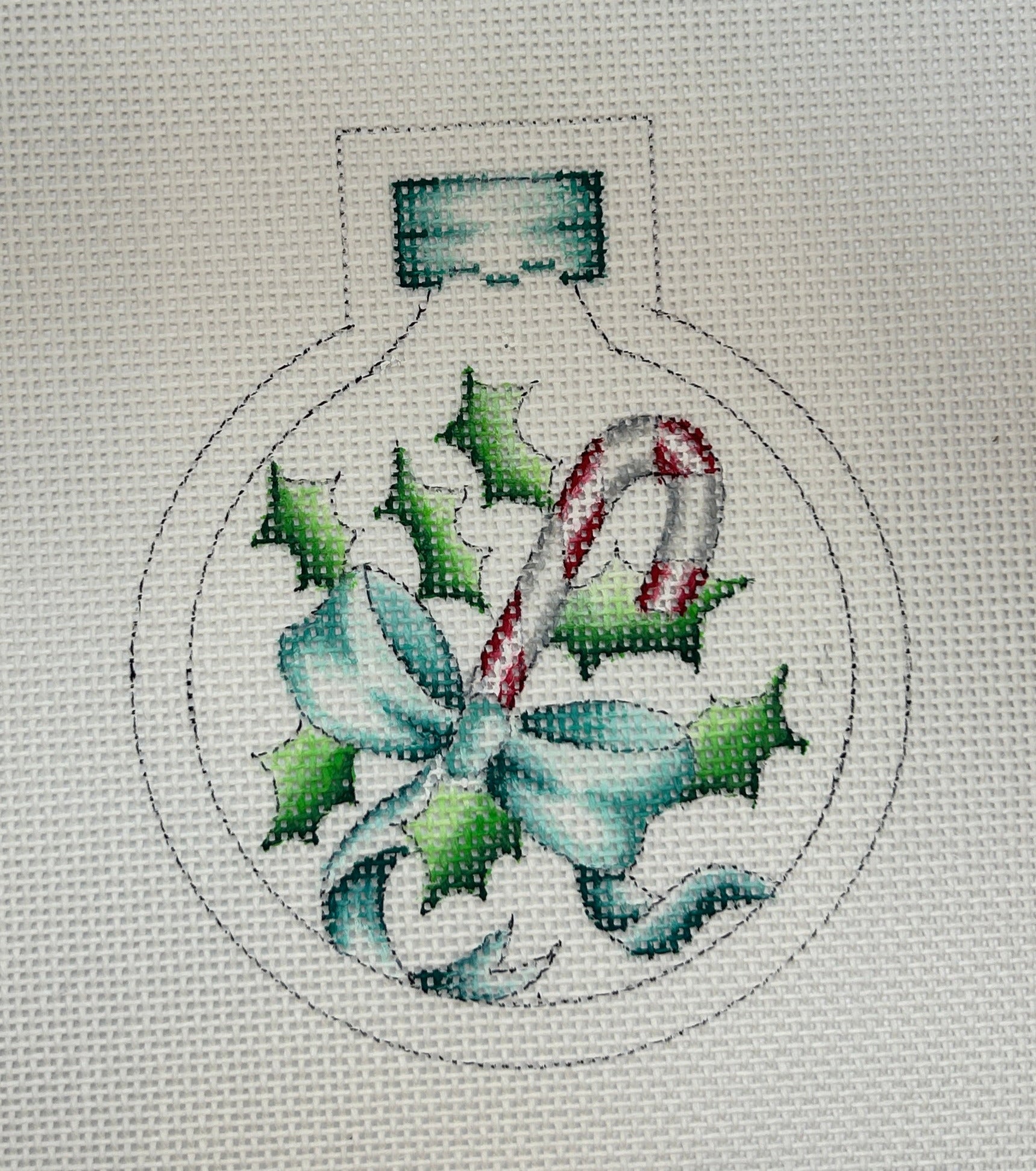Holly with Candy Cane Ornament