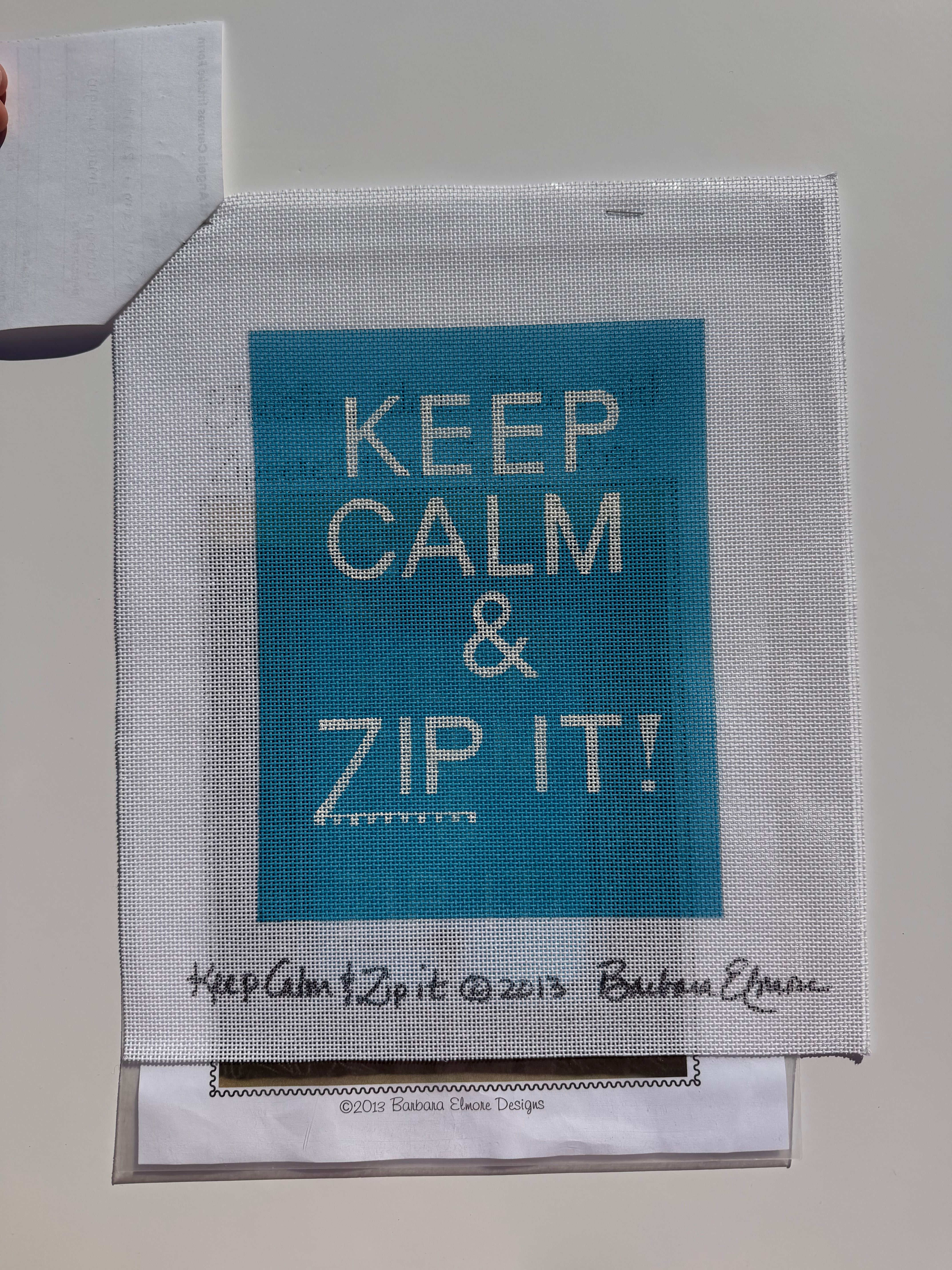 Keep Calm and Zip It Barbara Elmore Design with Stitch Guide