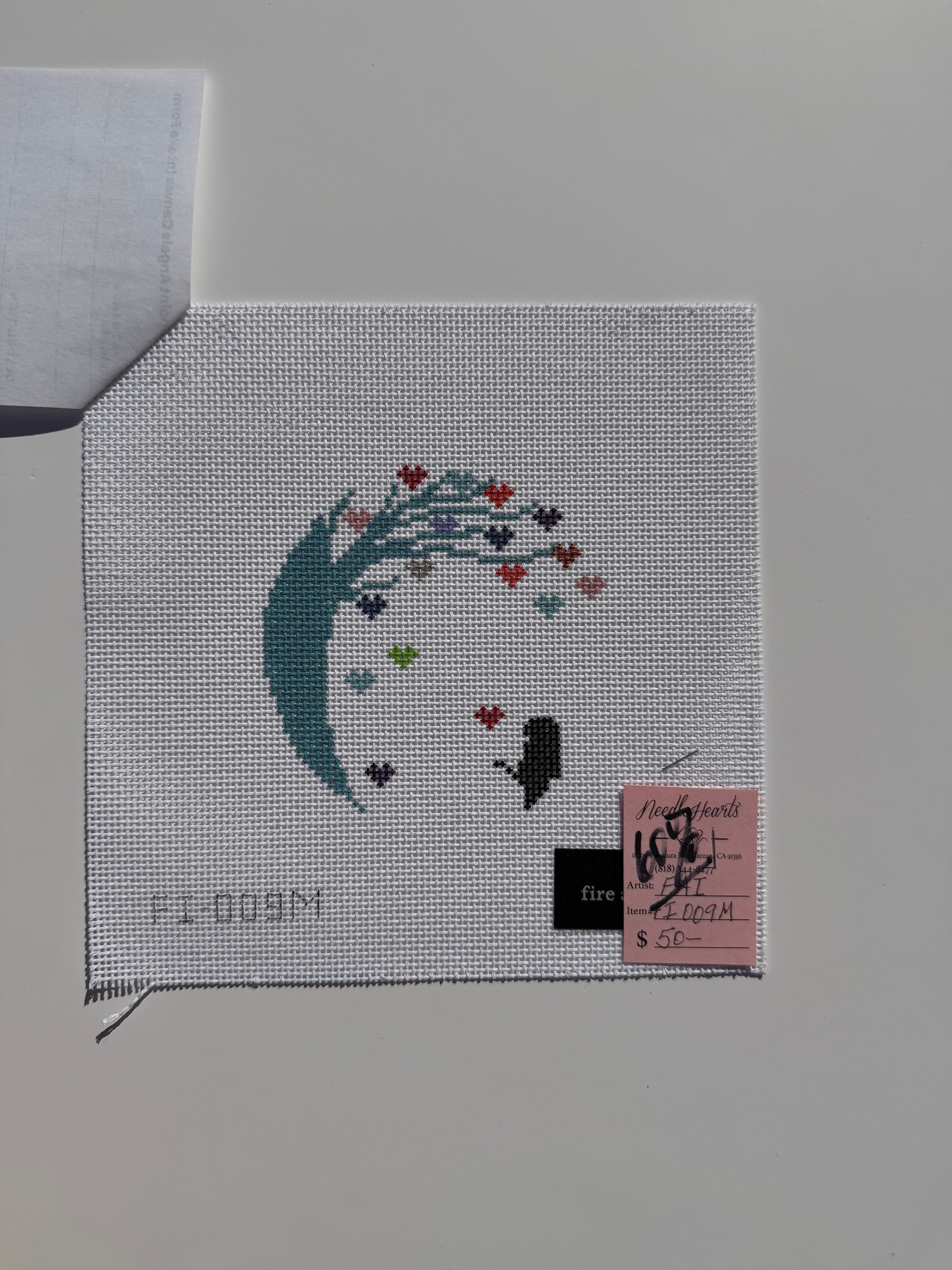 Fire and Iris Heart Tree Needlepoint Canvas