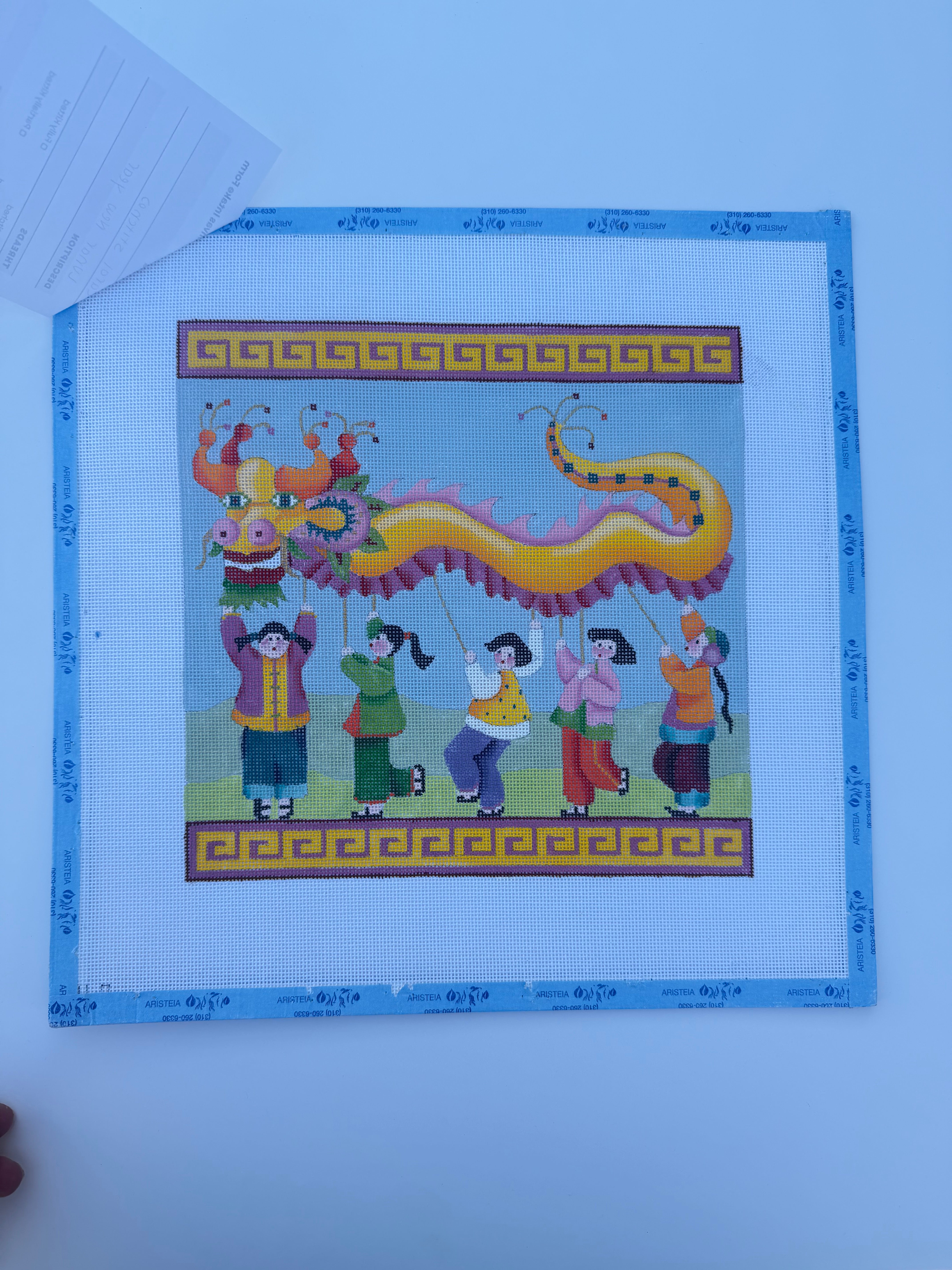 Lunar New Year Needlepoint Pillow