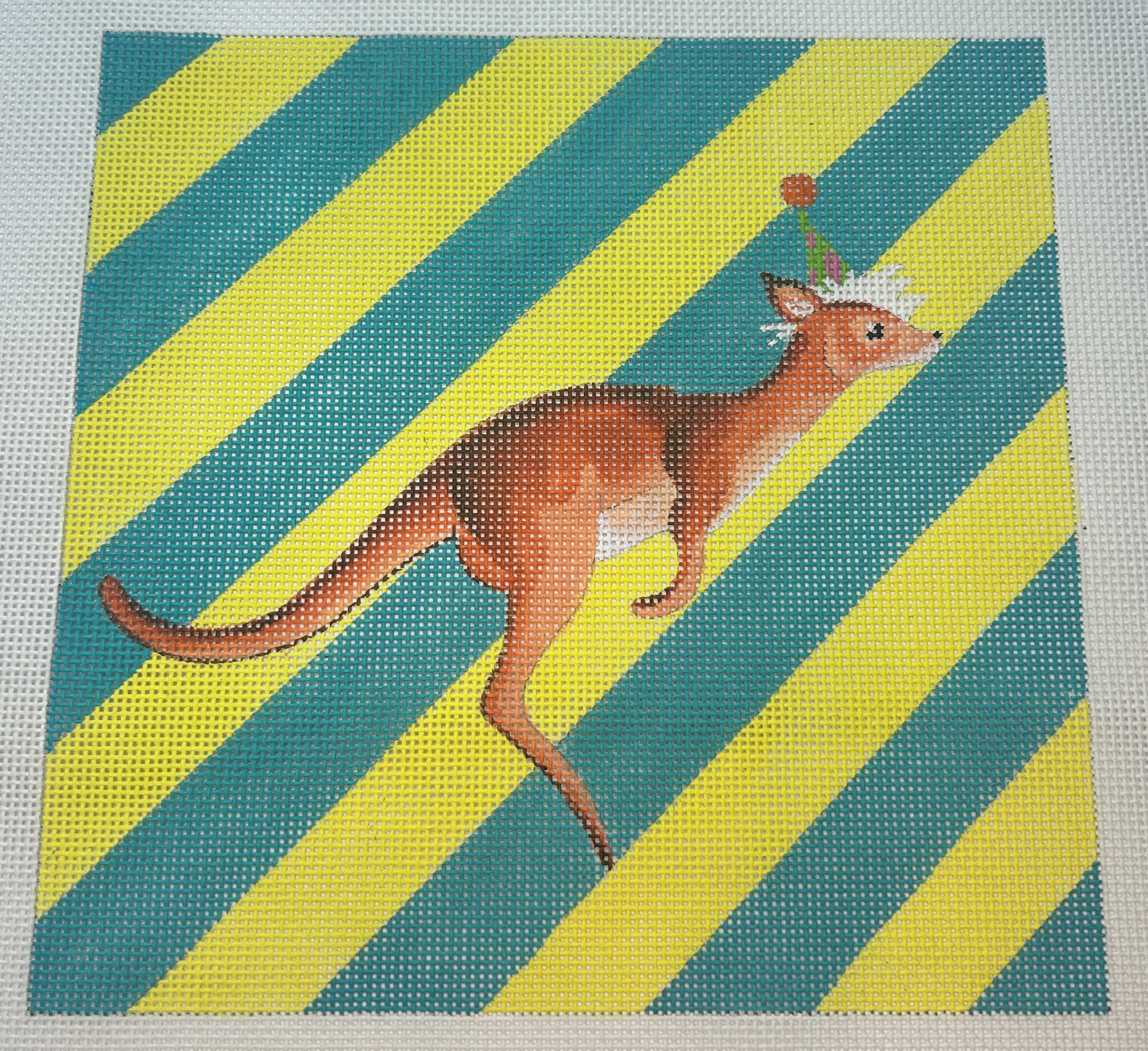 Party Kangeroo on Turqoise and Yellow Background