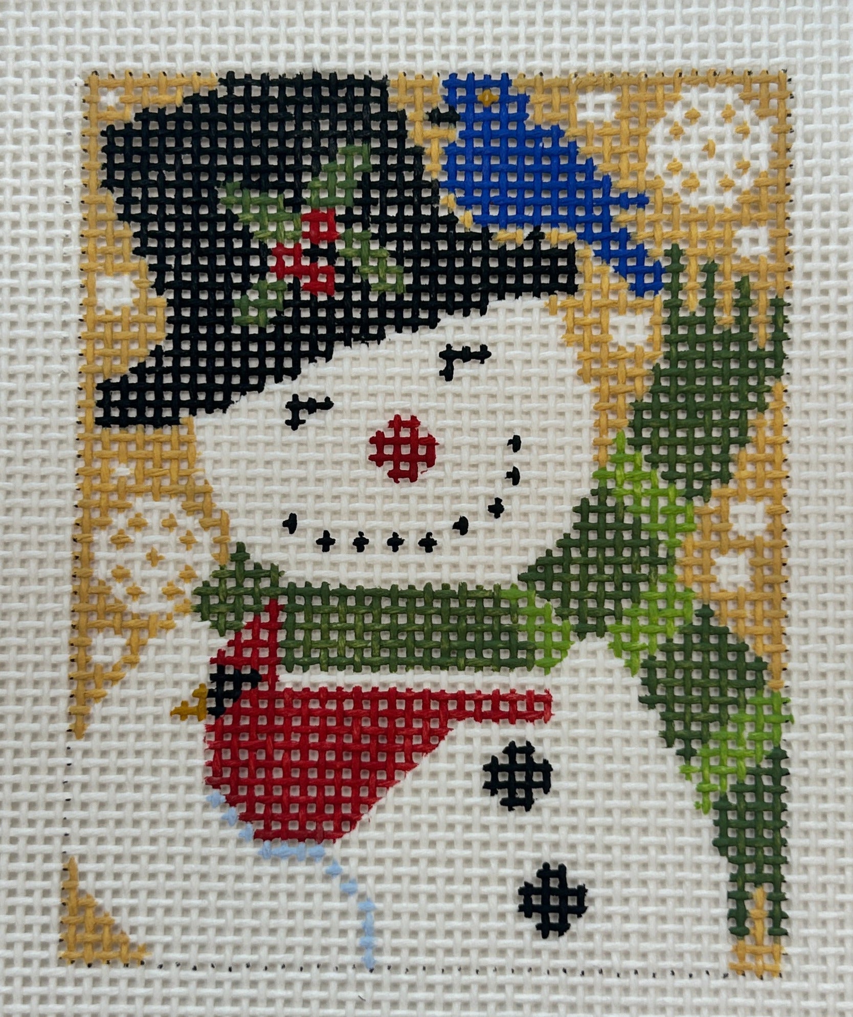 Snowman with Blue and Redbird