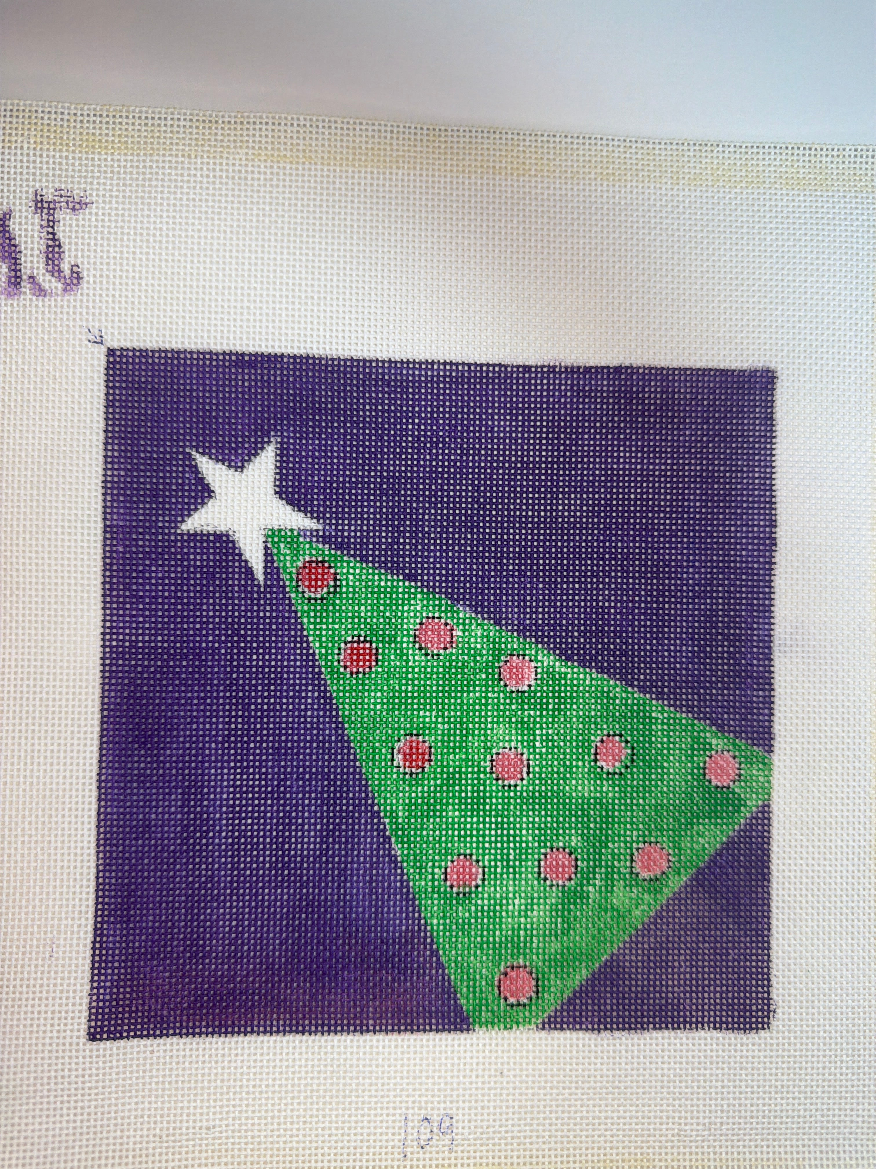 Green Christmas Tree on Purple