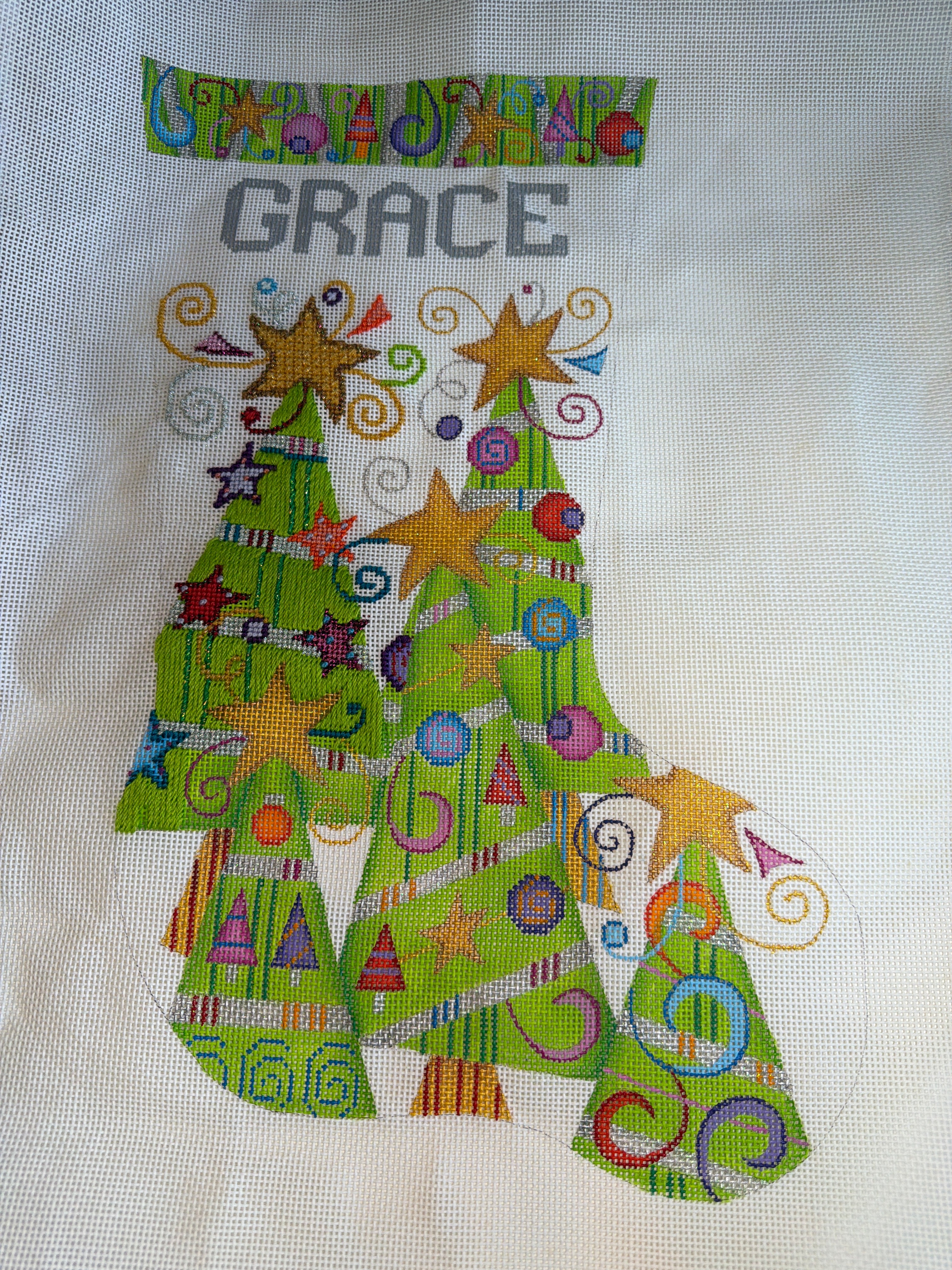 Whimsy Christmas Tree Stocking (Grace)