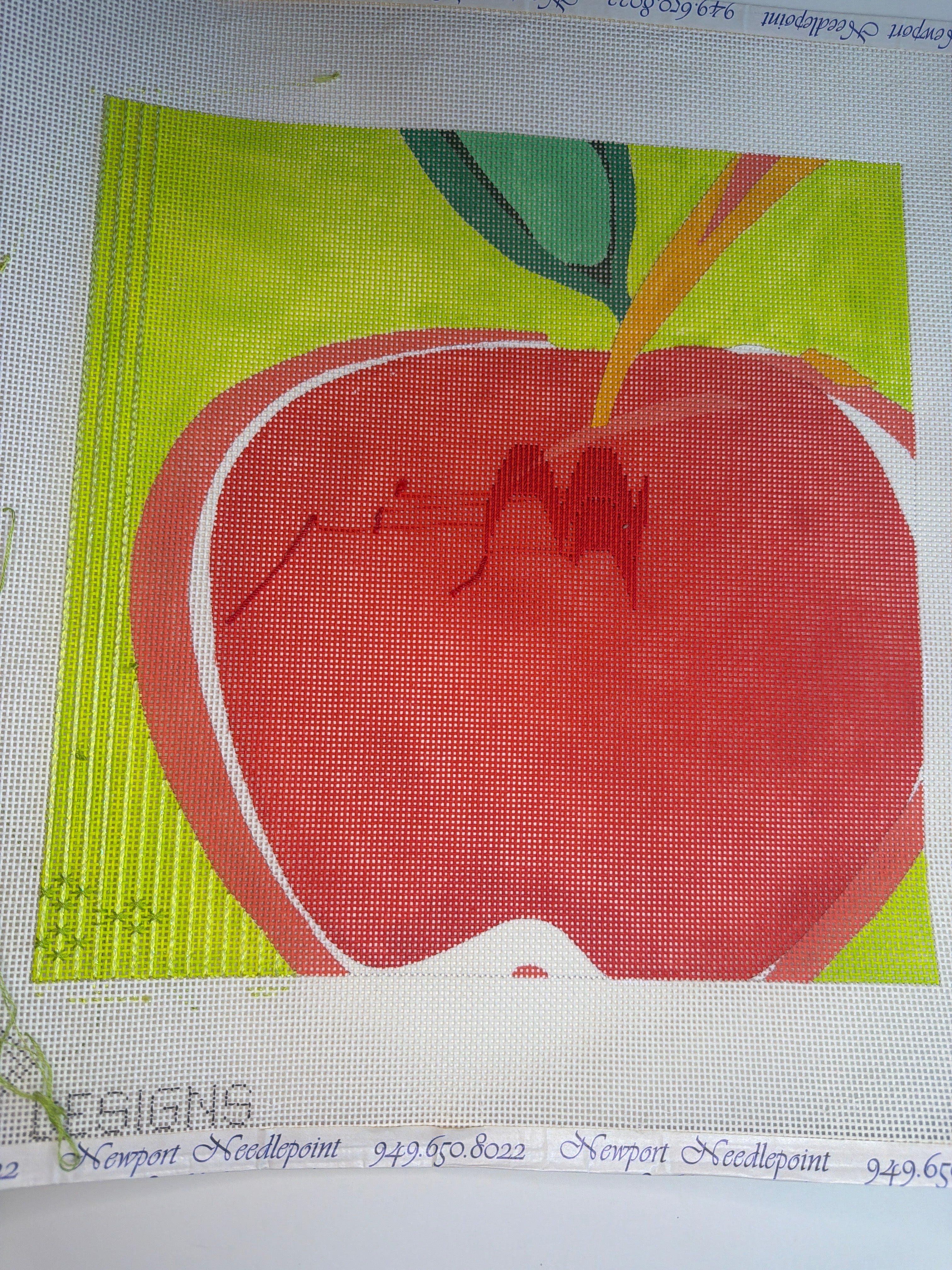 Apple with Green Background