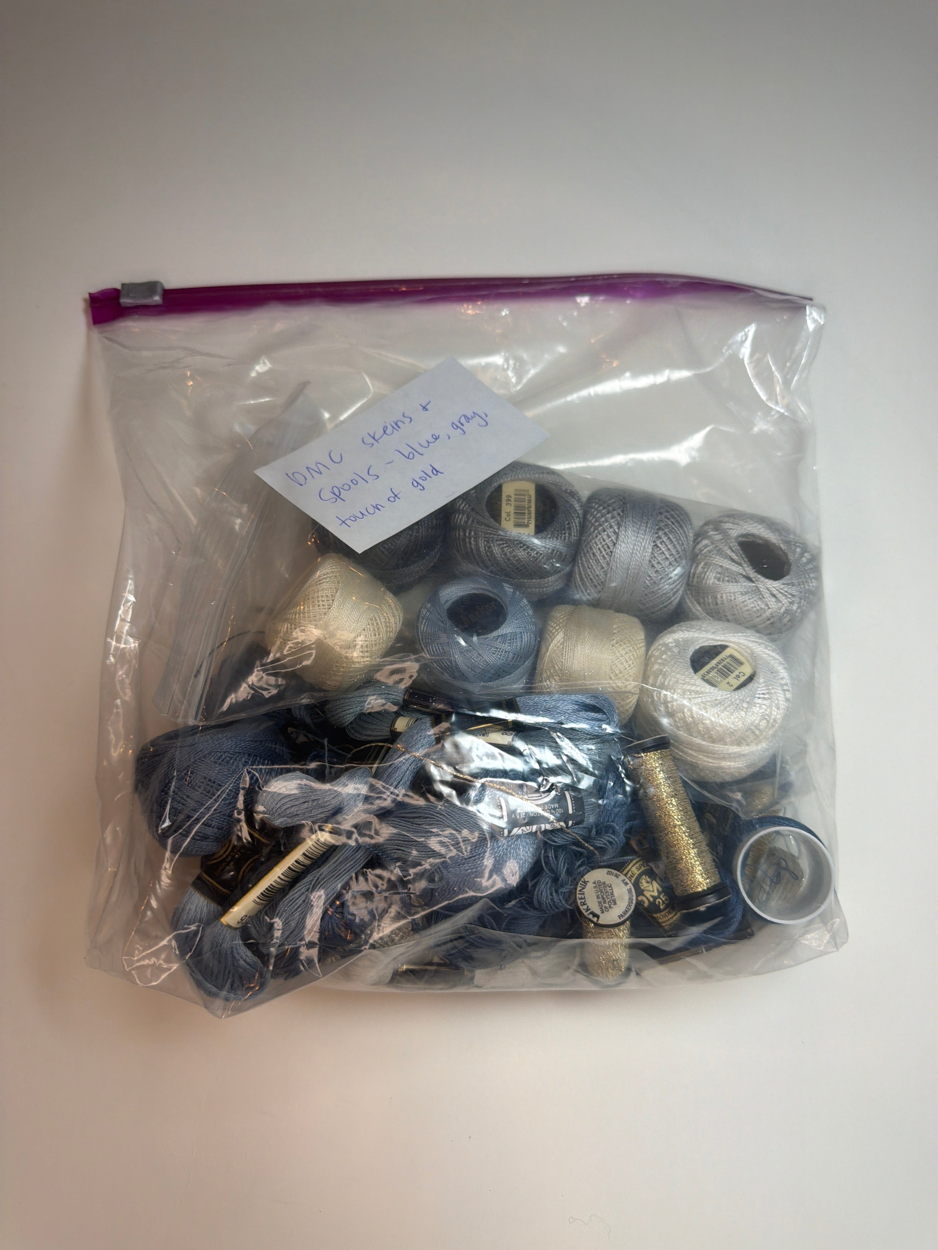 Bag of Threads: DMC spools and skeins