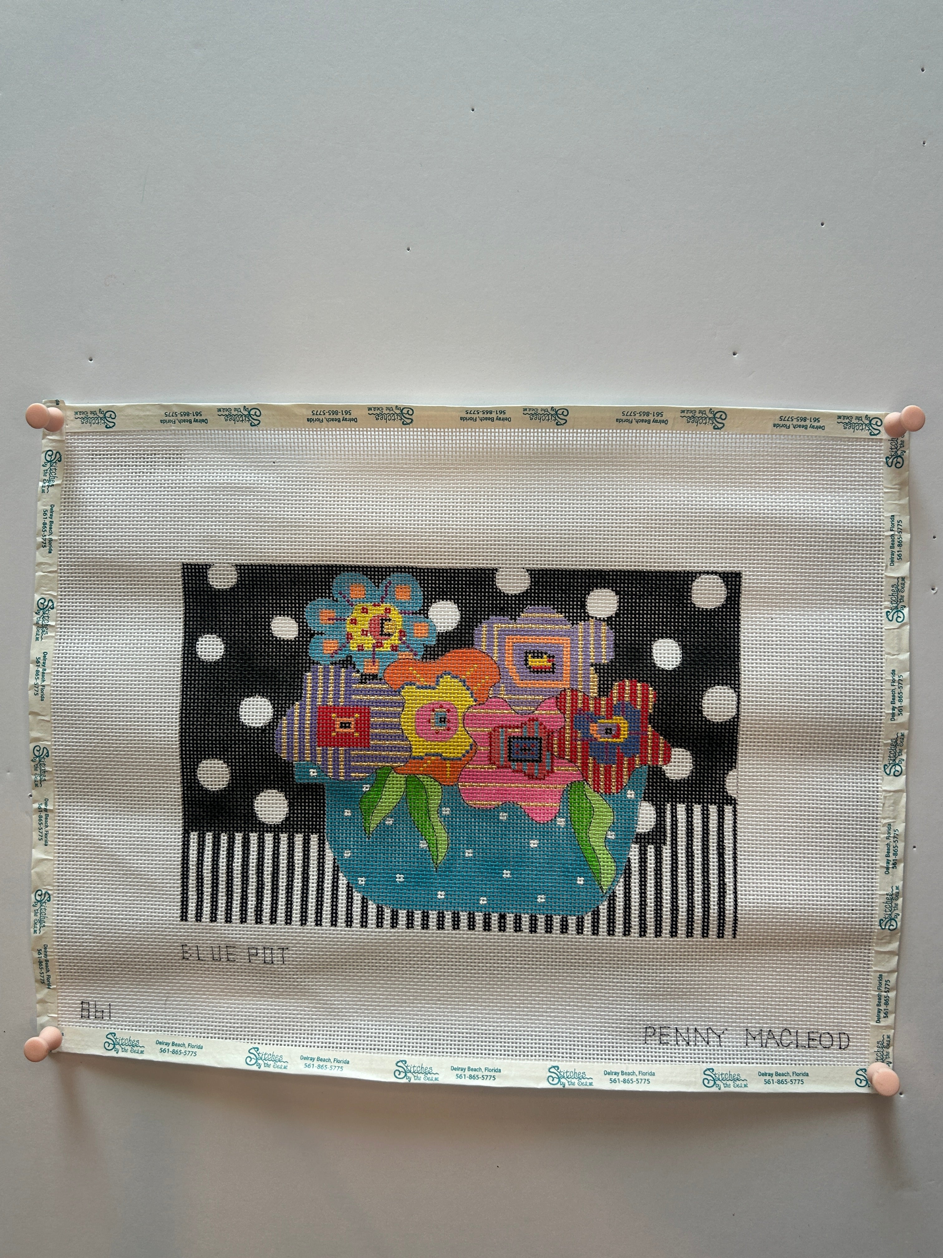 Blue Pot with Florals