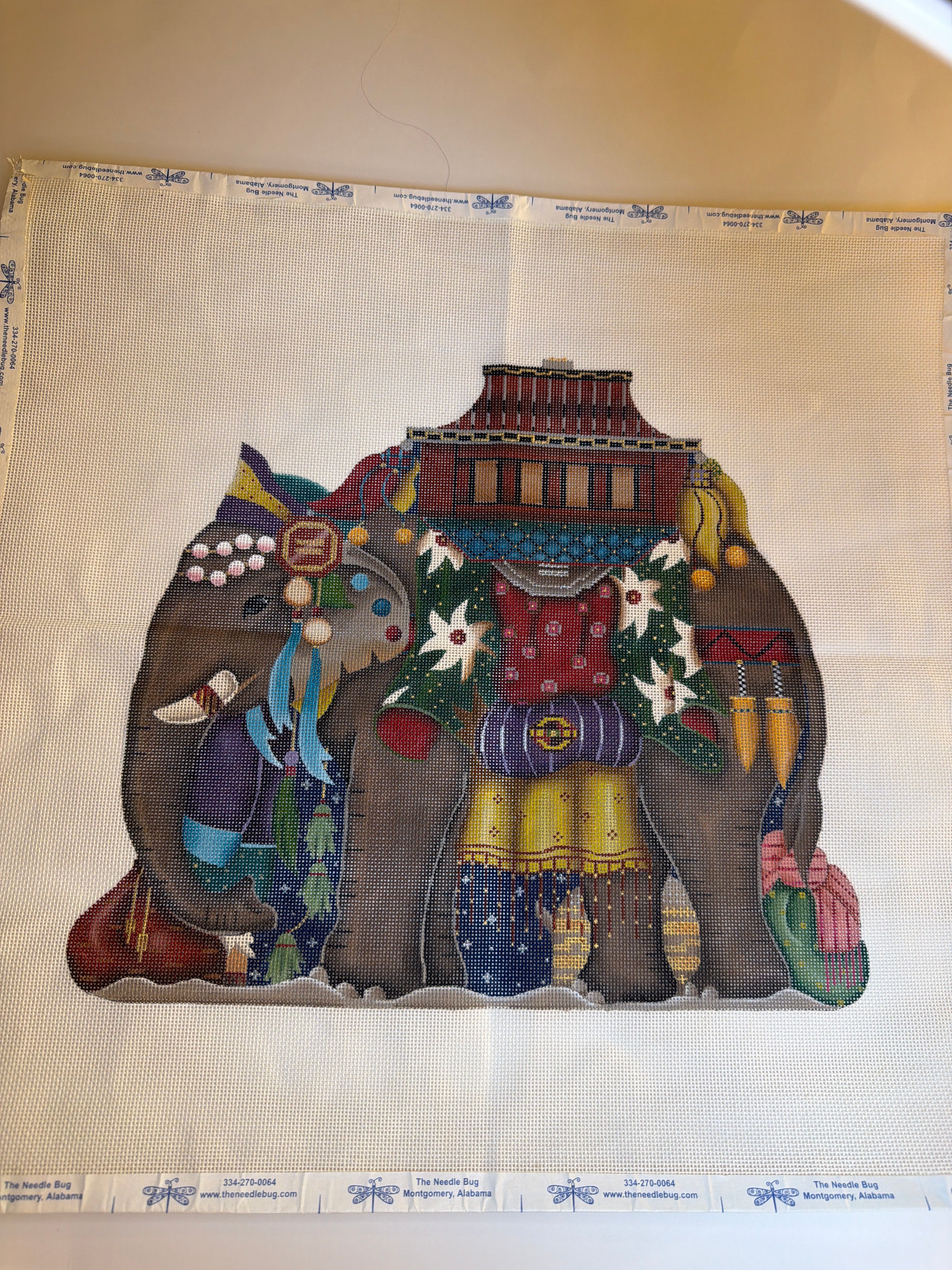 Elephant with Decorations and Crate