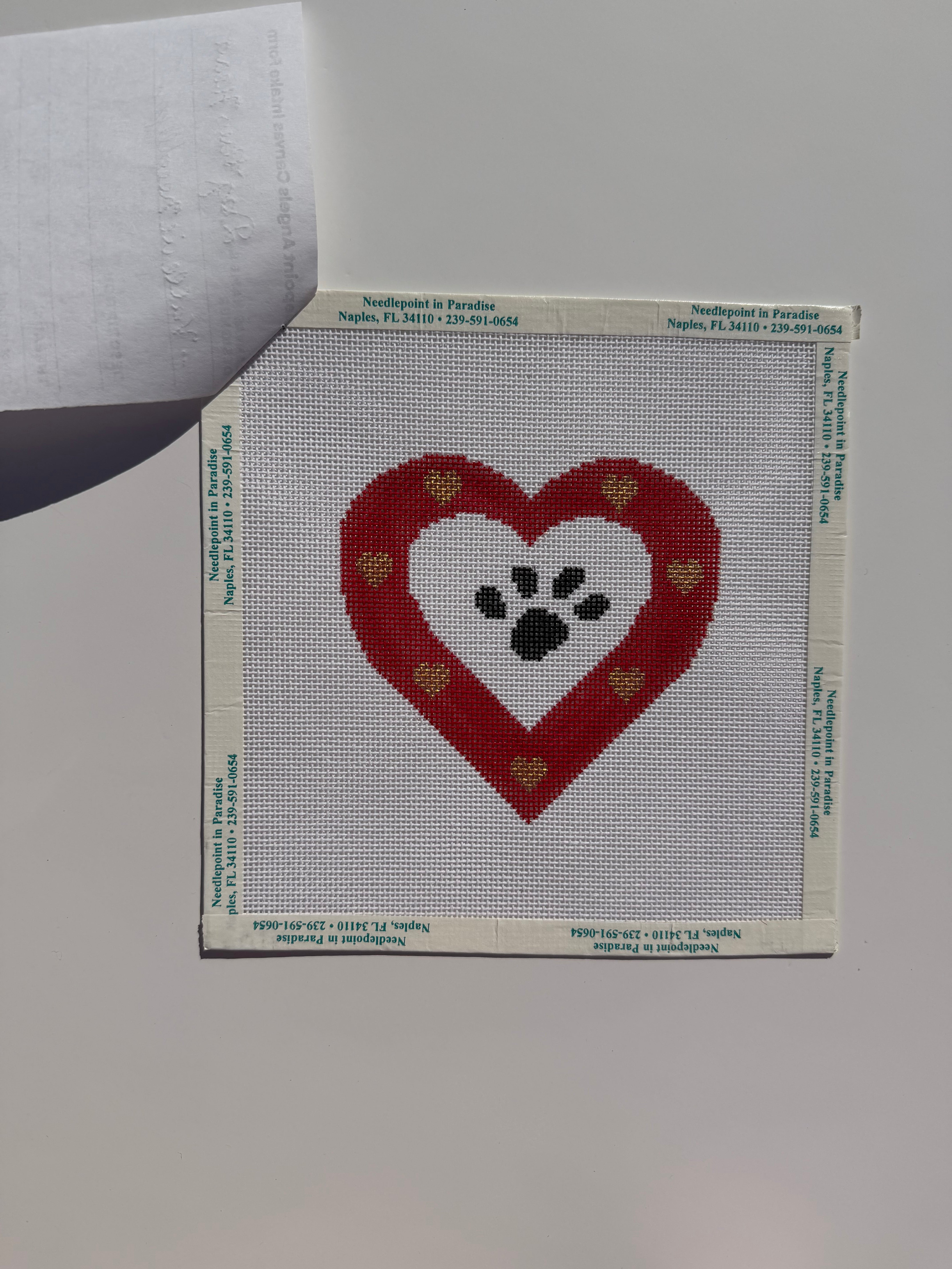 Dog Paw Heart by Vallerie Needlepoint