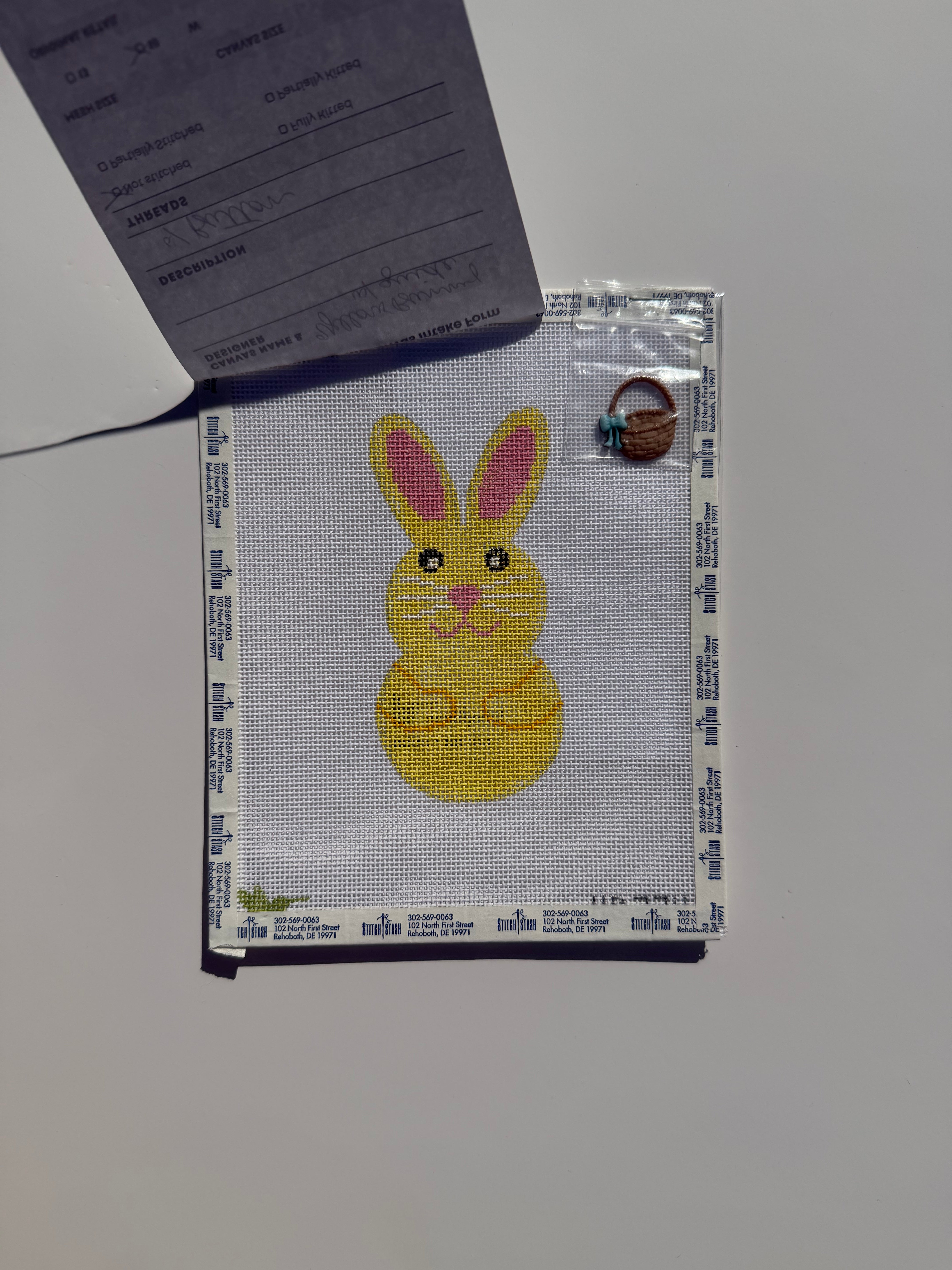 Yellow Bunny Canvas with Charm and Stitch Guide