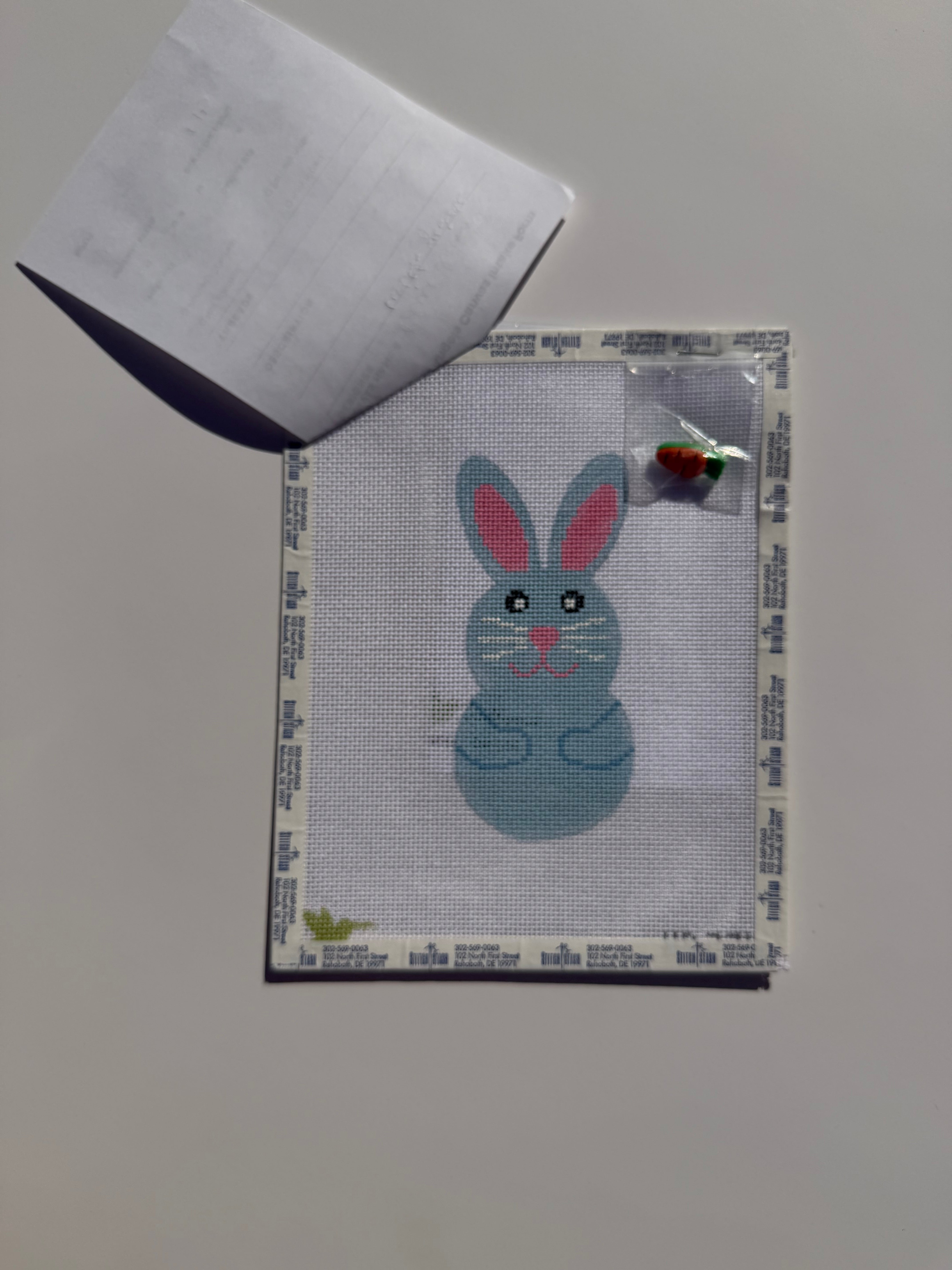 Blue Bunny Canvas with Charm and Stitch Guide