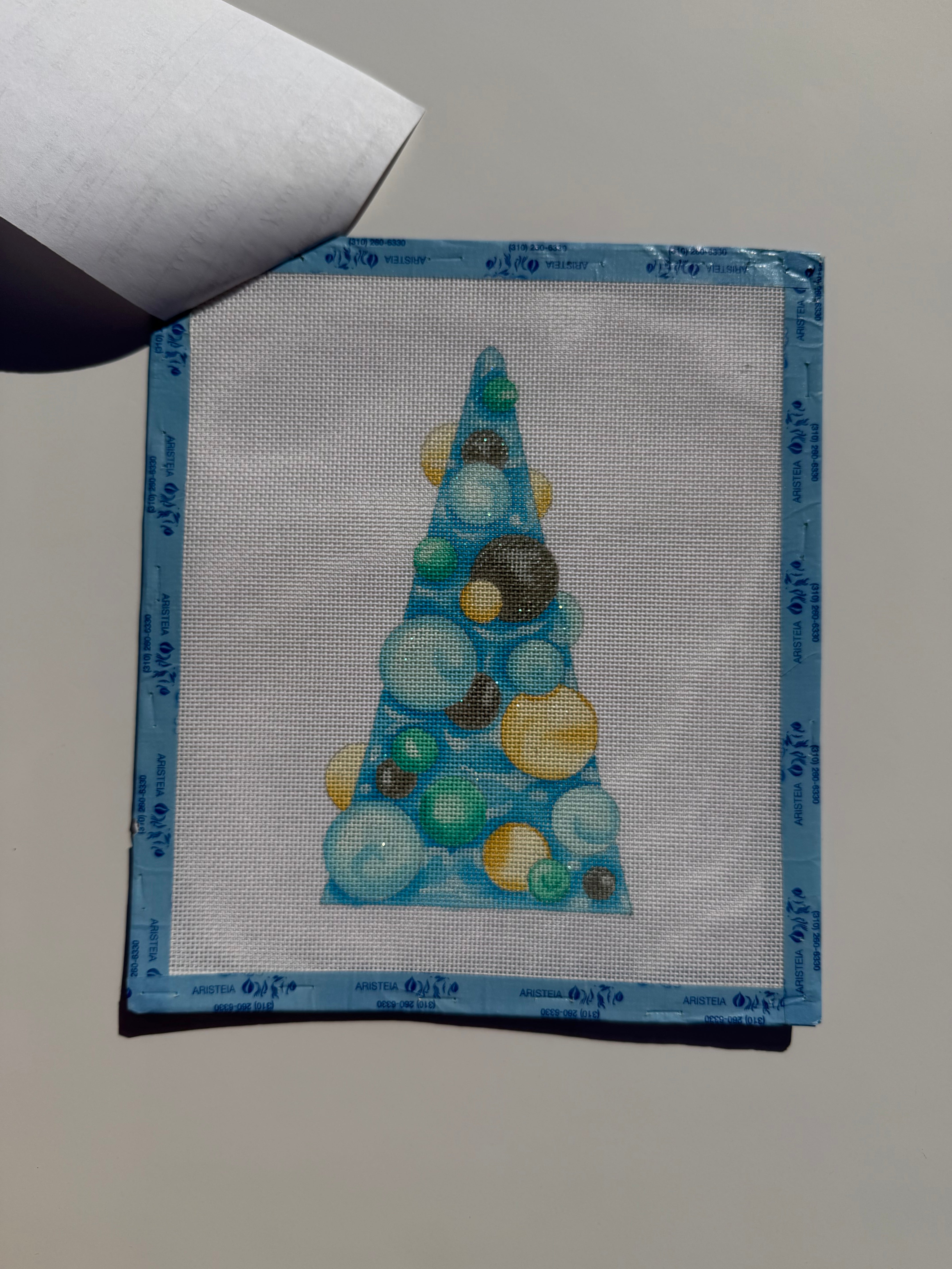 Blue Bubble Tree Needlepoint Canvas
