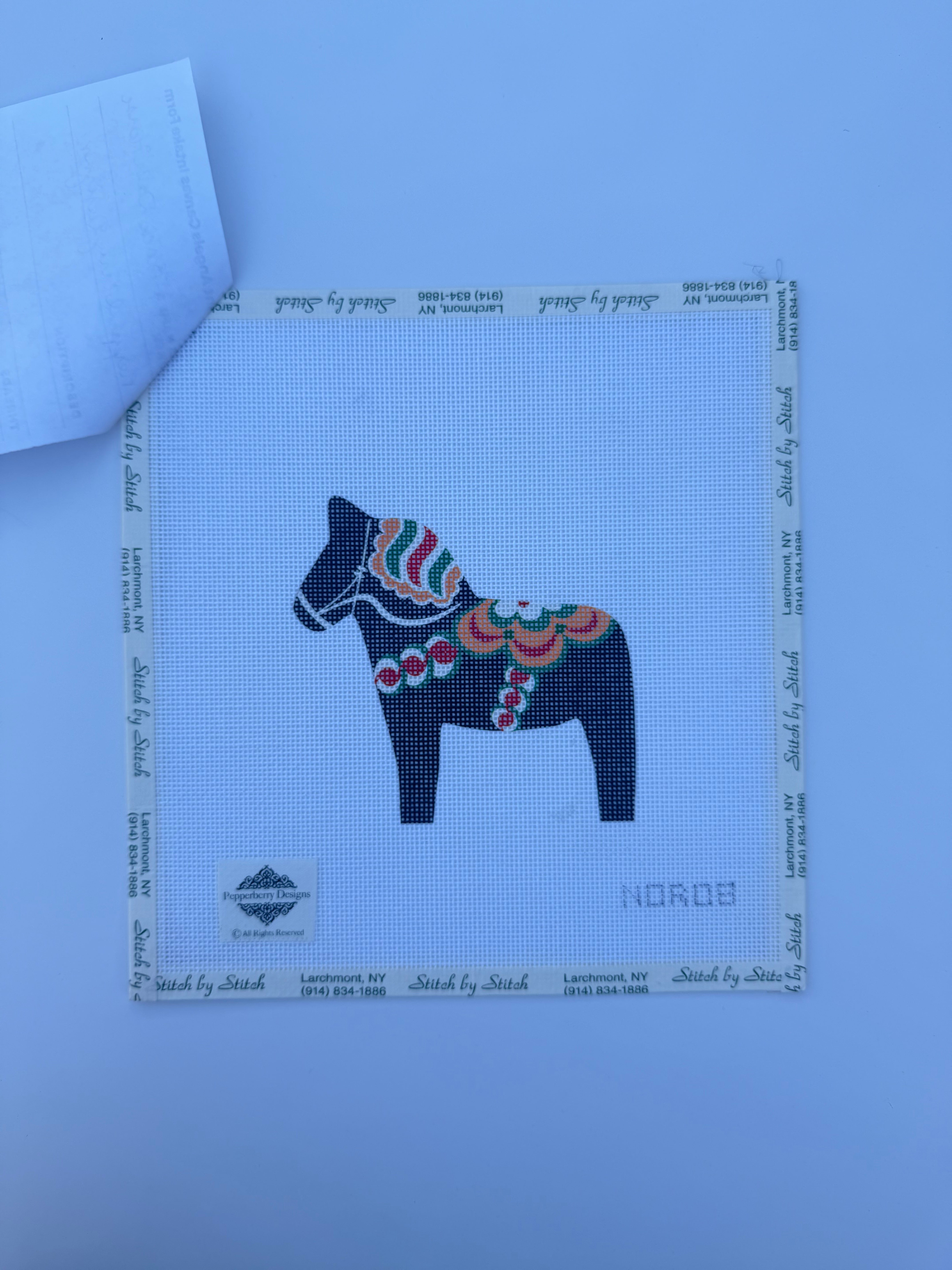 Black Dala Horse by Pepperberry Designs Needlepoint Canvas