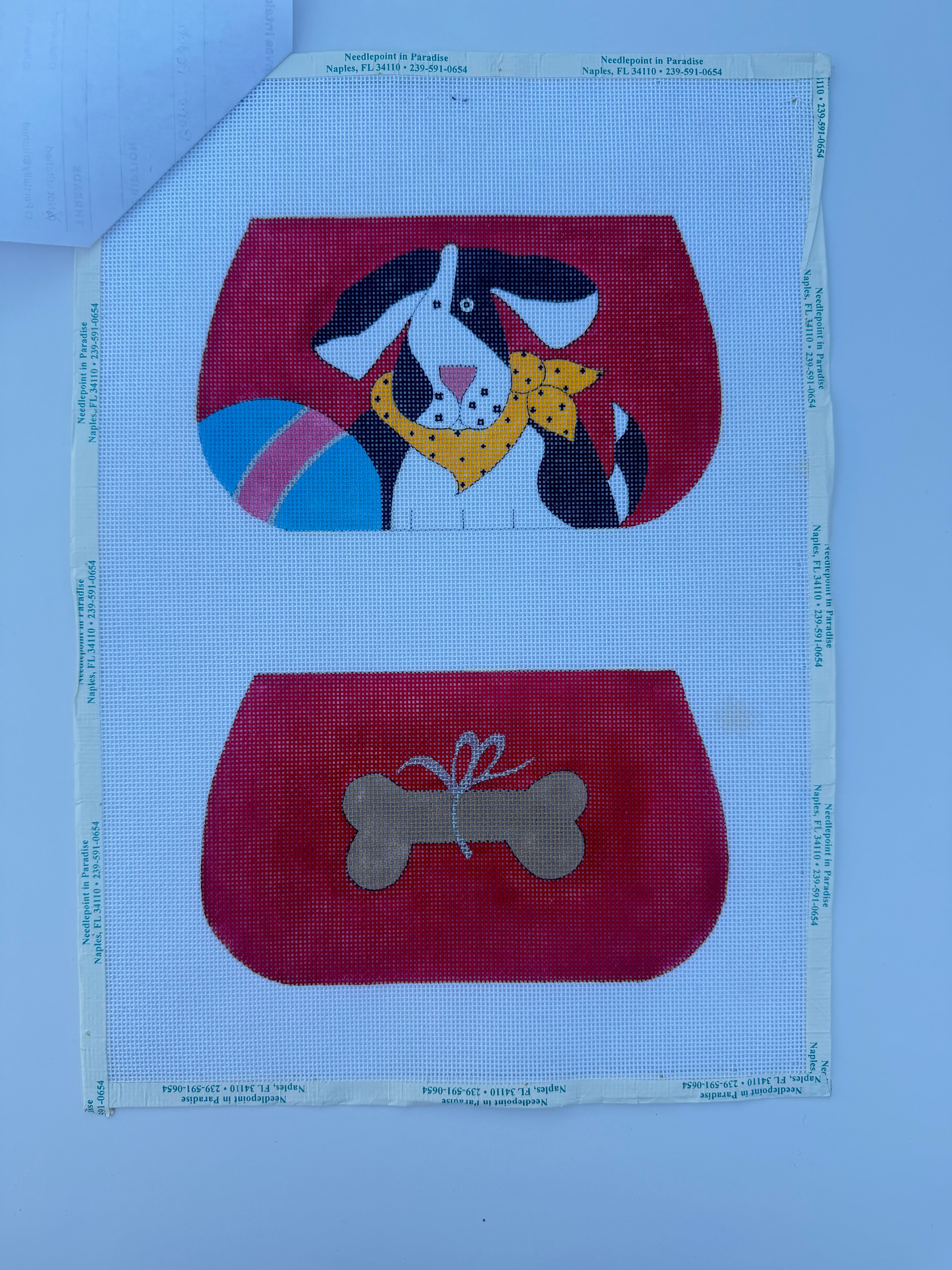 Dog and Bone Needlepoint Pouch