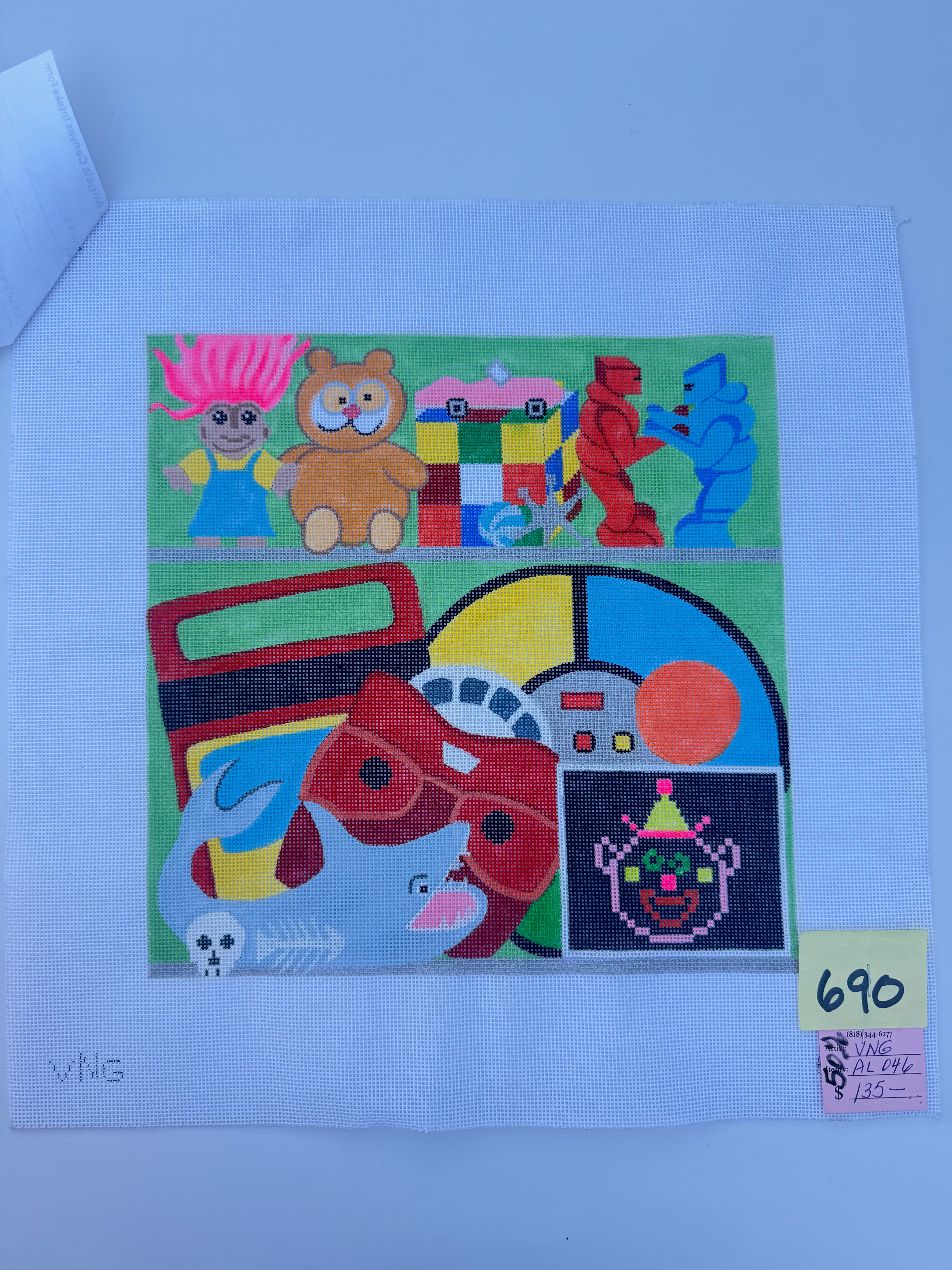 Children's Toys Needlepoint Pillow